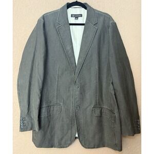 INC VTG Stone Wash Gray Textured Blazer Jacket Men XL Lined 100% Cotton 2 Button